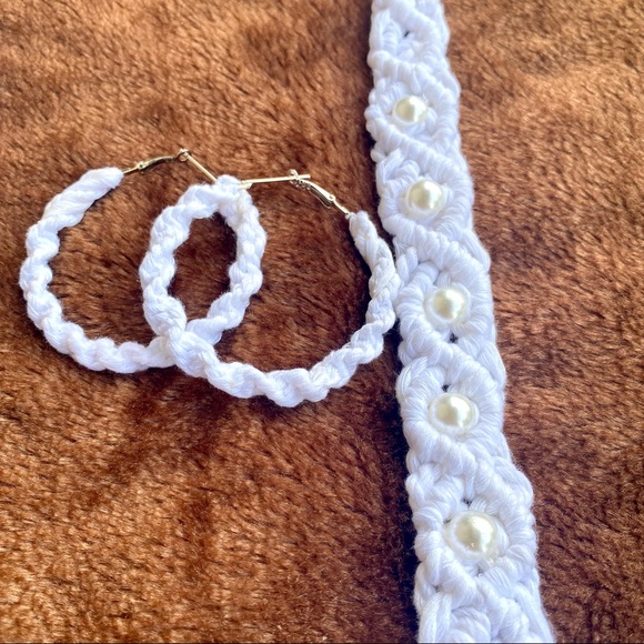 Macrame Hoops Earrings & Choker Set!❤️ Handmade! - Picture 6 of 10